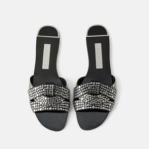 Zara studded flat cross strap sandals